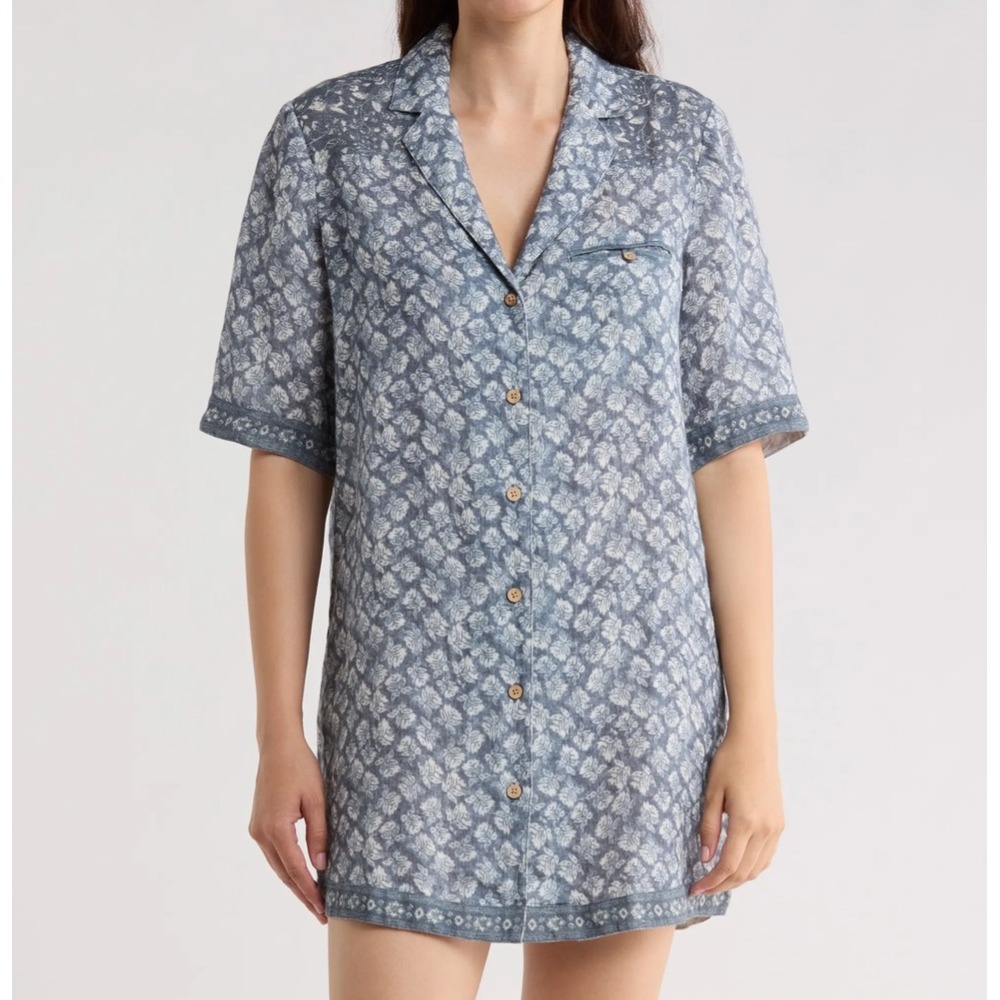 Faherty nwt Paradise Point Shirtdress Linen Floral M Coastal Boho Beachy Chic